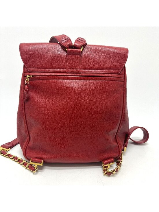 Chanel Backpack Sac CC Logo Caviar Leather Red main image 6